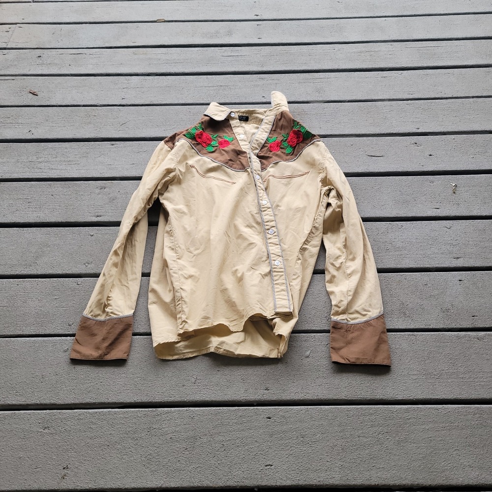 COOFANDY Western Cowboy Shirt Embroidered Button Down Long Sleeve Shirt Medium